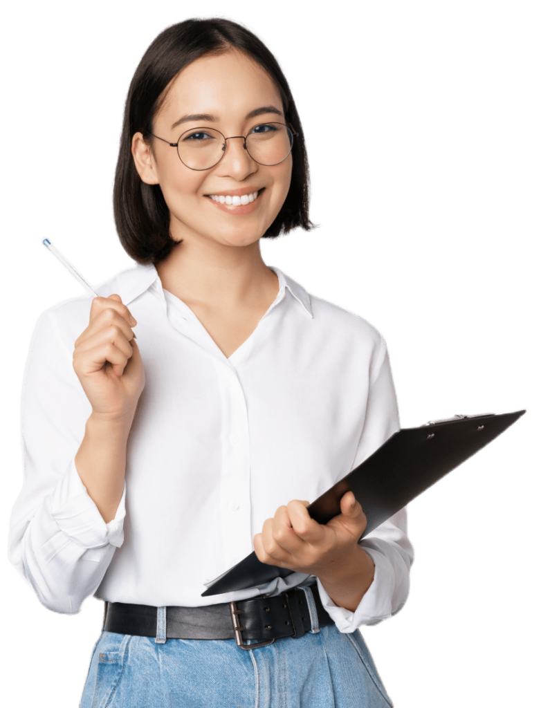 woman with glasses